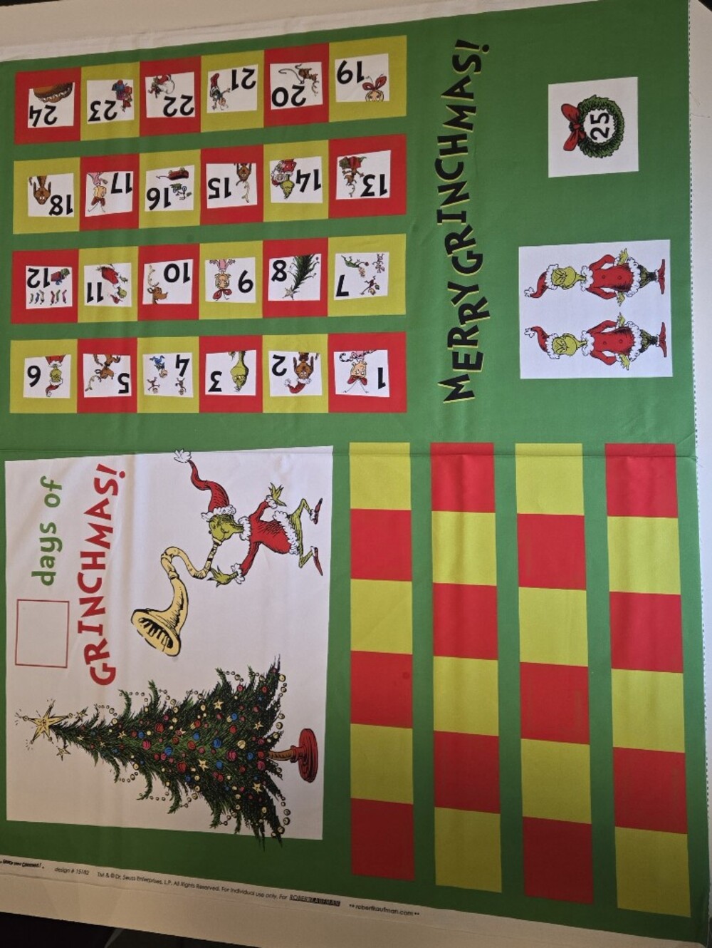 How The Grinch Stole Christmas Advent Calendar fabric panel only DIY